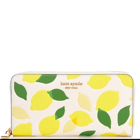 NWT-Kate Spade-Morgan-LemonπToss Embellished Zip-Around Continental Wallet-$210 - Picture 8 of 10
